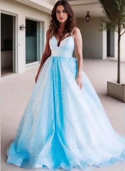A Line Blue Sweetheart Plus Size Empire Long prom Dresses 2025
