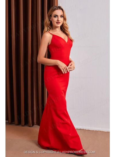 2025 Sheath Red Sweetheart Criss Cross Long Prom Dresses