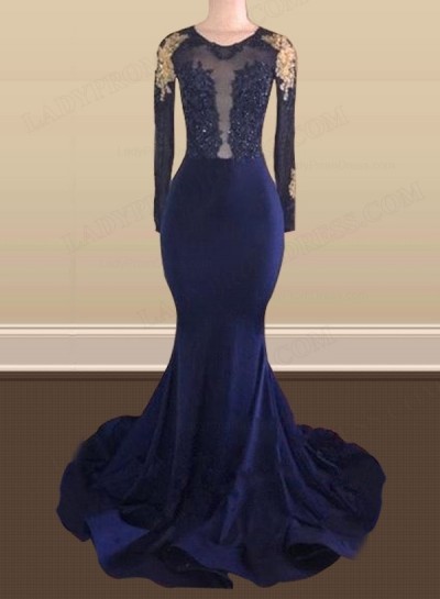 2025 Long Sleeves Backless Prom Dresses