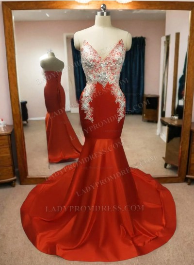 Sexy Orange Mermaid Prom Dresses