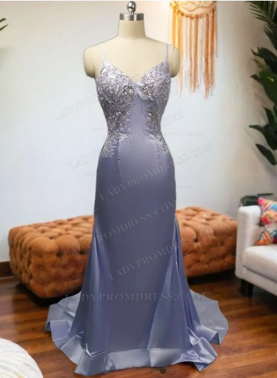 Light Slate Gray 2025 Sweetheart Rolled Train Sweetheart Long Prom Dresses With Sequence