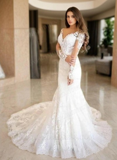 Sexy Mermaid Long Sleeves Lace Sweetheart 2025 Wedding Dresses