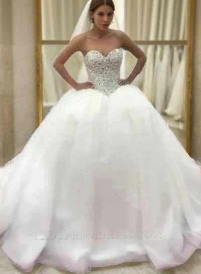 2025 Luxury Sweetheart Satin Long Ball Gown Wedding Dresses
