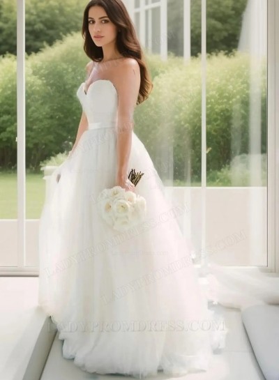 Charming Sweetheart Tulle Spaghetti Straps A Line 2025 Wedding Dresses