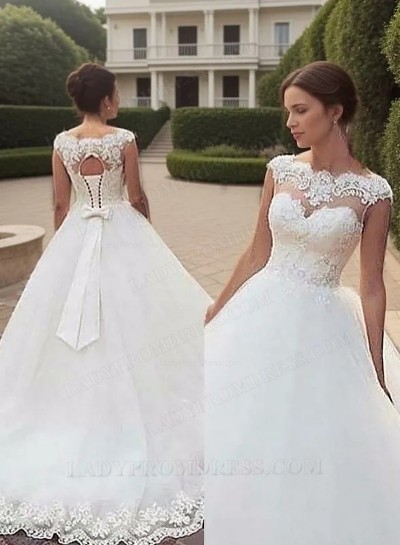 Lace up Ball Gown Hollow Sheer Lace Sweetheart Organza Wedding Dresses