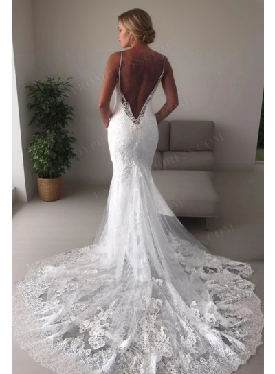 2025 New Arrival Mermaid/Trumpet Sweetheart Backless Lace Beach Wedding Dresses / Bridal Gowns