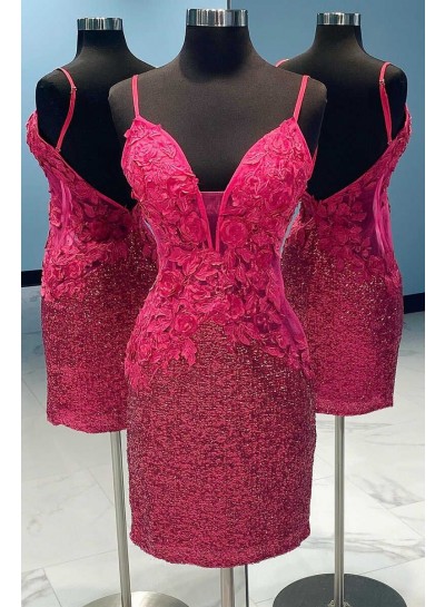 2025 Sheath/Column V-neck Sleeveless Applique Short/Mini Homecoming dress with Beadings