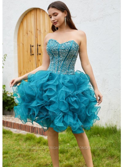 2025 Tulle Sequin Ball Gown Sweetheart Layers Knee-Length Homecoming Dresses