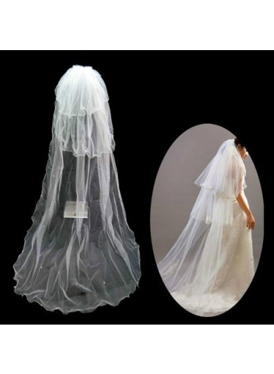 Nice Cathedral With Beading Wedding Veil