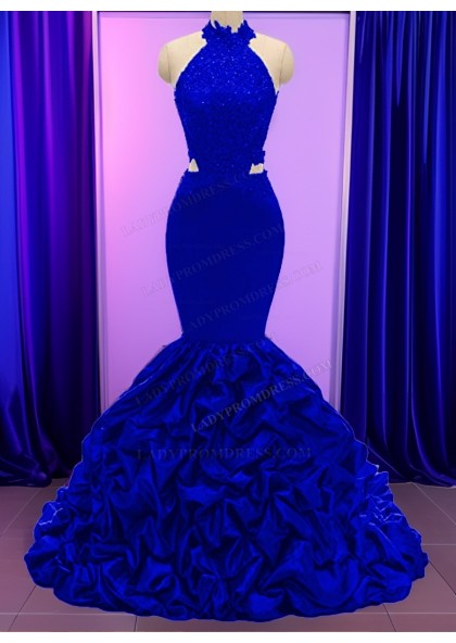 Mermaid Purple High Neck Open Back Silk Like Satin Long Prom Dresses 2025 - Image 12