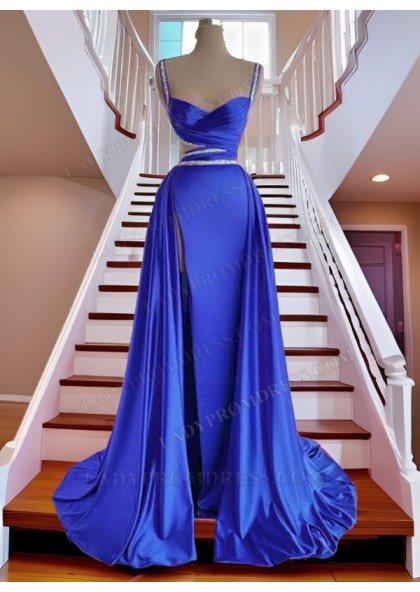 2025 Sheath Fuchsia Sweetheart Side Slit Beaded Long Prom Dresses - Image 12