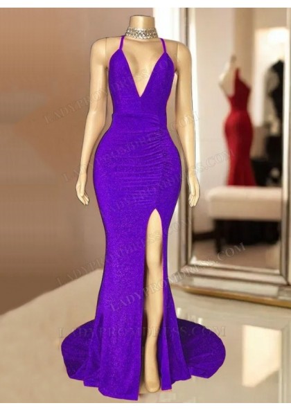 Red Side Slit Sequence V Neck Backless Long Prom Dress 2025 - Image 13