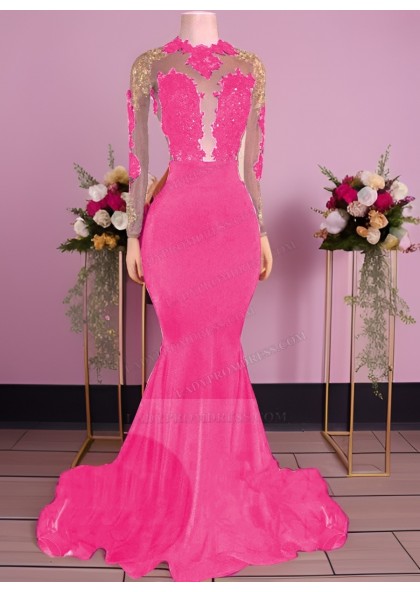 2025 Black Mermaid Backless Long Sleeves Prom Dresses - Image 12