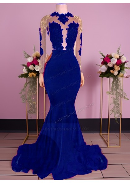 2025 Black Mermaid Backless Long Sleeves Prom Dresses - Image 15